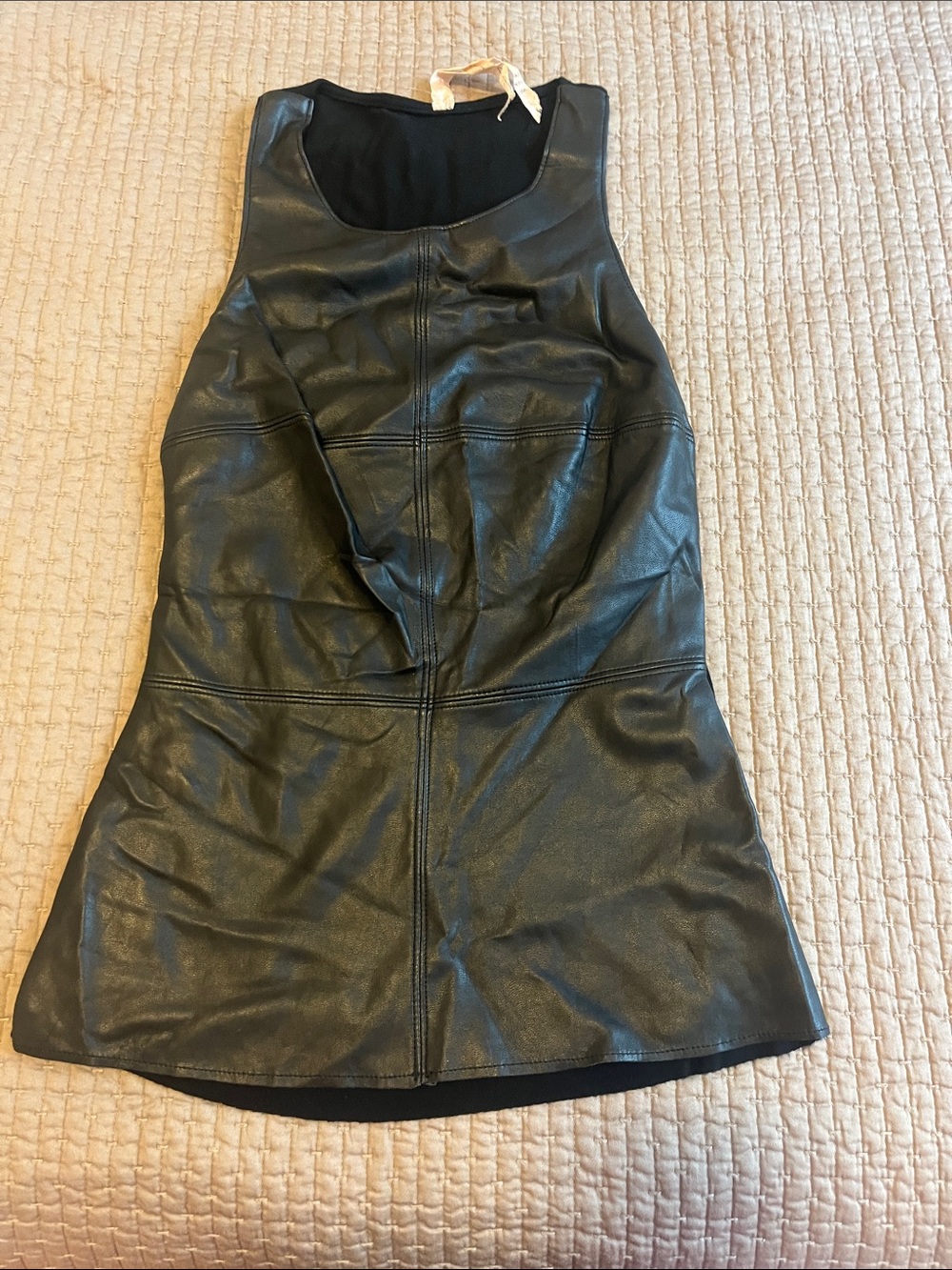 Black Faux Leather Sleeveless Mini Top